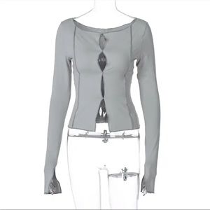 Y2k long sleeve cut out tops (BUNDLE OF BLACK AND GREY)